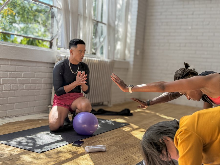 Instructor leading class